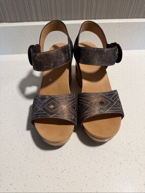 Dansko Metallic Bronze Wedge Sandals